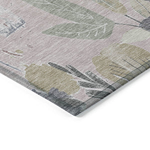 HomeRoots 5' Blush and Mauve Floral Washable Area Rug – Durable, Elegant Design for Indoor and Outdoor Spaces 8' x 8' 611491