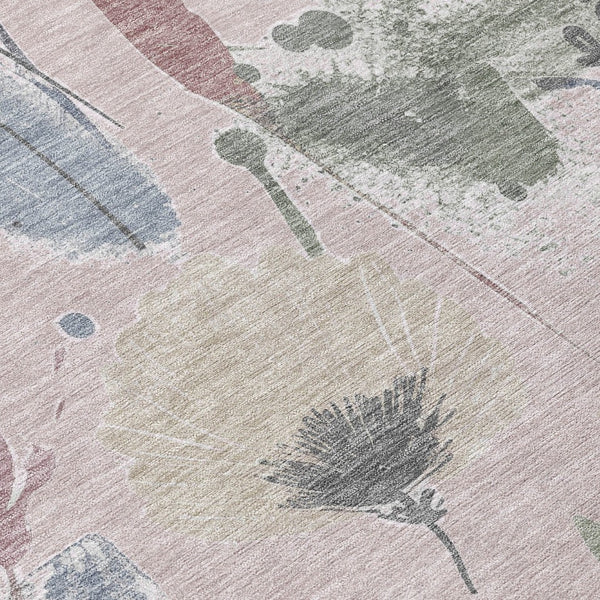 HomeRoots 5' Blush and Mauve Floral Washable Area Rug – Durable, Elegant Design for Indoor and Outdoor Spaces 8' x 8' 611491