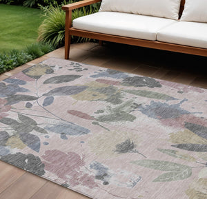 HomeRoots 5' Blush and Mauve Floral Washable Area Rug – Durable, Elegant Design for Indoor and Outdoor Spaces 8' x 10' 611492