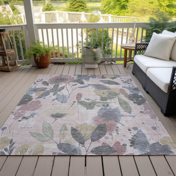 HomeRoots 5' Blush and Mauve Floral Washable Area Rug – Durable, Elegant Design for Indoor and Outdoor Spaces 8' x 10' 611492