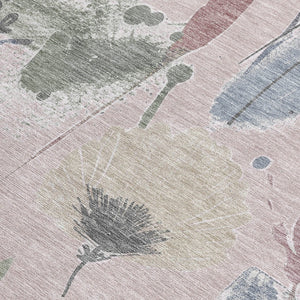 HomeRoots 5' Blush and Mauve Floral Washable Area Rug – Durable, Elegant Design for Indoor and Outdoor Spaces 9' x 12' 611493