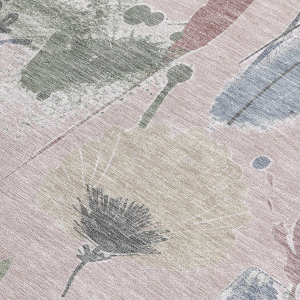 HomeRoots 5' Blush and Mauve Floral Washable Area Rug – Durable, Elegant Design for Indoor and Outdoor Spaces 9' x 12' 611493