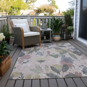 HomeRoots 5' Blush and Mauve Floral Washable Area Rug – Durable, Elegant Design for Indoor and Outdoor Spaces 9' x 12' 611493