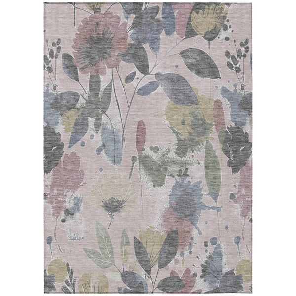 HomeRoots 5' Blush and Mauve Floral Washable Area Rug – Durable, Elegant Design for Indoor and Outdoor Spaces 9' x 12' 611493