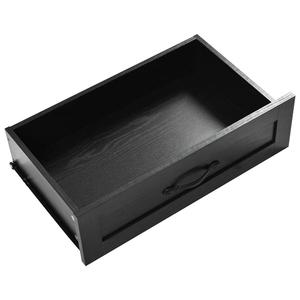 English Elm K&K Farmhouse Kitchen Island Cart 53.5" with Drop Leaf, Built-In Power Station, Ample Storage & Wheels Black N707P170348B