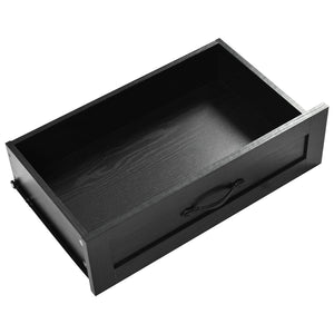 English Elm K&k Farmhouse Rolling Kitchen Island with Drop Leaf Power Outlets and Storage Cabinet Black N707S170348B