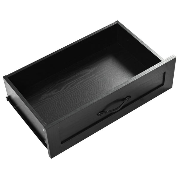 English Elm K&k Farmhouse Rolling Kitchen Island with Drop Leaf Power Outlets and Storage Cabinet Black N707S170348B