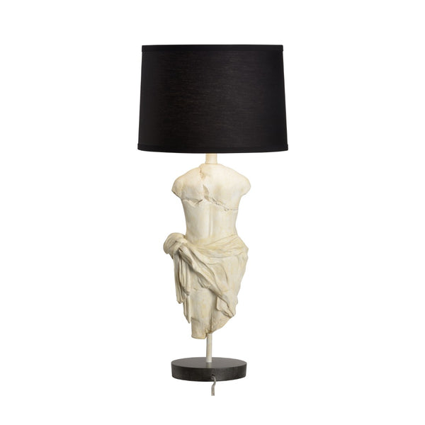 Wildwood Roman Roman Emperor Statue Lamp With Antique Stone Finish — Hand-Carved Sculptural Table Light, 29" Tall 61151
