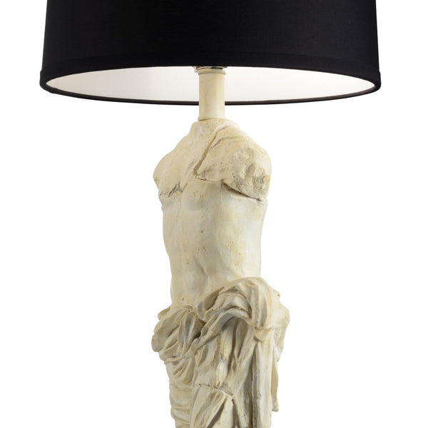 Wildwood Roman Roman Emperor Statue Lamp With Antique Stone Finish — Hand-Carved Sculptural Table Light, 29" Tall 61151
