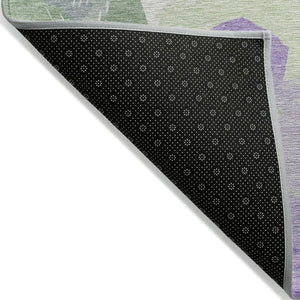 HomeRoots 5' Stylish Floral Indoor Outdoor Area Rug - Durable, Washable, Soft Lavender & Artichoke Green Design 8' x 8' 611515