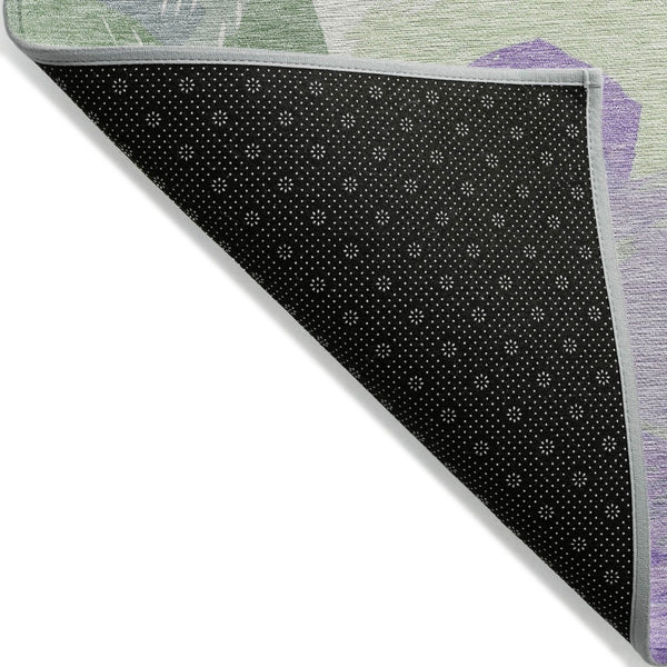 HomeRoots 5' Stylish Floral Indoor Outdoor Area Rug - Durable, Washable, Soft Lavender & Artichoke Green Design 8' x 8' 611515