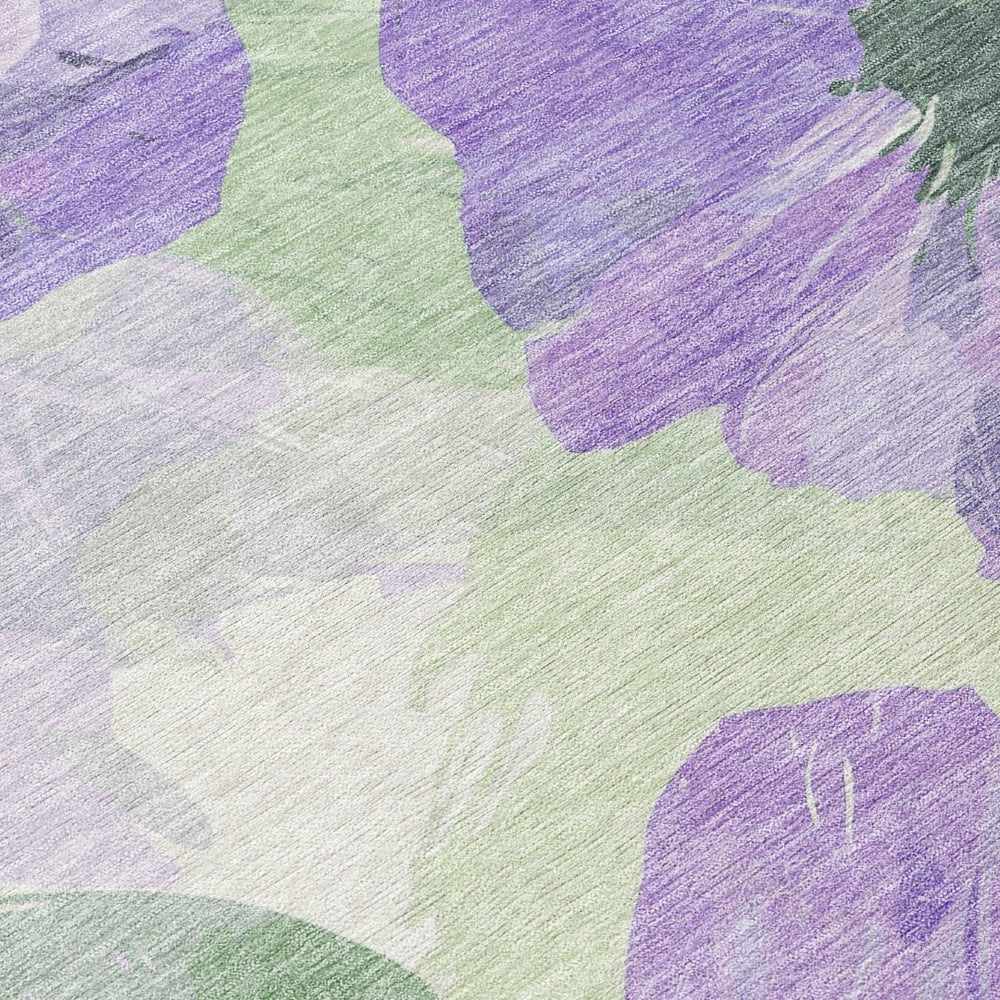 HomeRoots 5' Stylish Floral Indoor Outdoor Area Rug - Durable, Washable, Soft Lavender & Artichoke Green Design 8' x 10' 611516