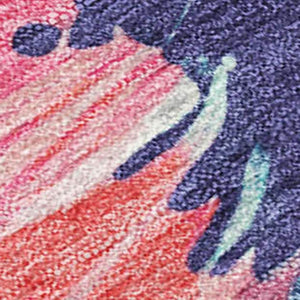 HomeRoots 5' Floral Washable Area Rug in Pink and Sky Blue – Perfect for Indoor or Outdoor Charm and Durability 8' x 10' 611522