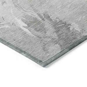 HomeRoots 5' Elegant Ivory and Silver Floral Area Rug - Washable, Indoor/Outdoor, Durable, Stylish Design 8' x 8' 611527