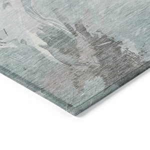 HomeRoots 5' Blue and Sage Floral Washable Area Rug - Stylish Indoor/Outdoor Decor for High-Traffic Spaces 5' x 7'6" 611532