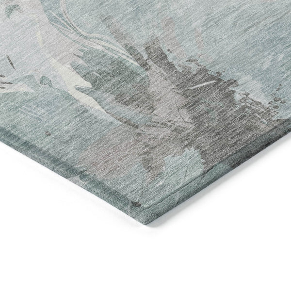 HomeRoots 5' Blue and Sage Floral Washable Area Rug - Stylish Indoor/Outdoor Decor for High-Traffic Spaces 5' x 7'6" 611532
