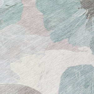 HomeRoots 5' Blue and Sage Floral Washable Area Rug - Stylish Indoor/Outdoor Decor for High-Traffic Spaces 8' x 8' 611533