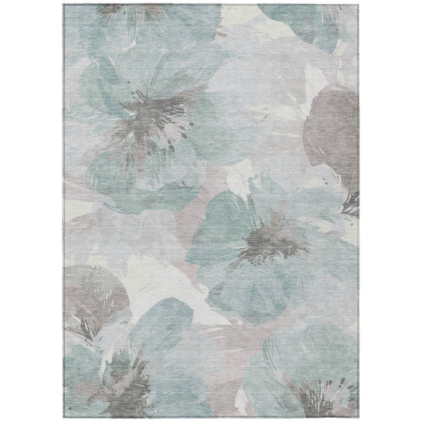 HomeRoots 5' Blue and Sage Floral Washable Area Rug - Stylish Indoor/Outdoor Decor for High-Traffic Spaces 8' x 10' 611534