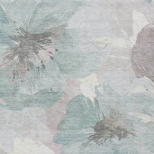 HomeRoots 5' Blue and Sage Floral Washable Area Rug - Stylish Indoor/Outdoor Decor for High-Traffic Spaces 8' x 10' 611534