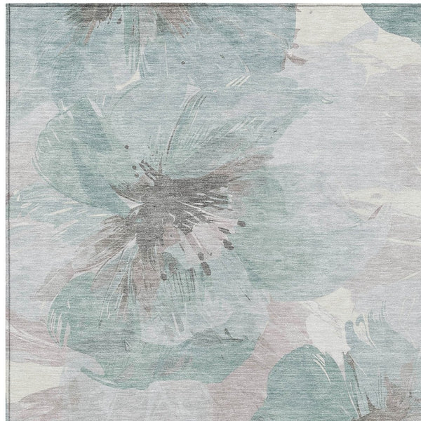 HomeRoots 5' Blue and Sage Floral Washable Area Rug - Stylish Indoor/Outdoor Decor for High-Traffic Spaces 9' x 12' 611535