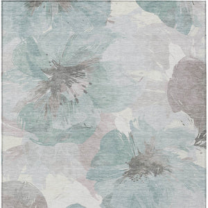 HomeRoots 5' Blue and Sage Floral Washable Area Rug - Stylish Indoor/Outdoor Decor for High-Traffic Spaces 10' x 14' 611536