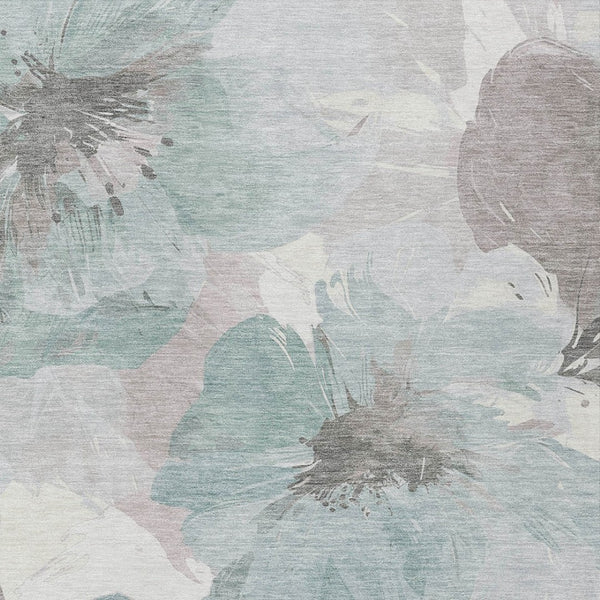 HomeRoots 5' Blue and Sage Floral Washable Area Rug - Stylish Indoor/Outdoor Decor for High-Traffic Spaces 10' x 14' 611536