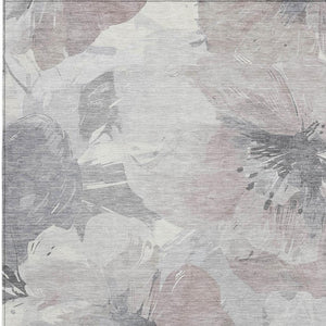 HomeRoots 5' Indoor Outdoor Floral Area Rug - Durable, Washable Taupe and Beige Design for Stylish Spaces 5' x 7'6" 611544