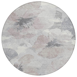 HomeRoots 5' Indoor Outdoor Floral Area Rug - Durable, Washable Taupe and Beige Design for Stylish Spaces 8' x 8' 611545