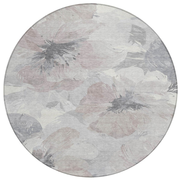 HomeRoots 5' Indoor Outdoor Floral Area Rug - Durable, Washable Taupe and Beige Design for Stylish Spaces 8' x 8' 611545