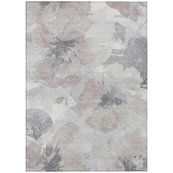 HomeRoots 5' Indoor Outdoor Floral Area Rug - Durable, Washable Taupe and Beige Design for Stylish Spaces 8' x 10' 611546