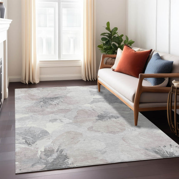 HomeRoots 5' Indoor Outdoor Floral Area Rug - Durable, Washable Taupe and Beige Design for Stylish Spaces 10' x 14' 611548