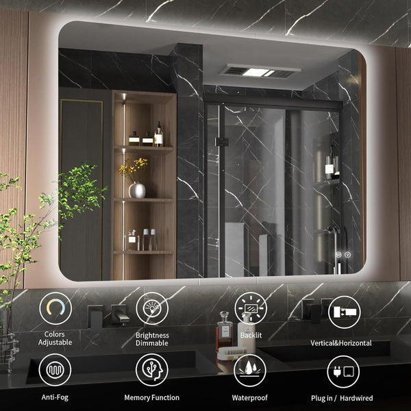 English Elm Rectangular Backlit Mirror Bathroom 24"X36" - Modern Led Illumination, Anti-Fog, & Memory Function W2203P356276-GIGA