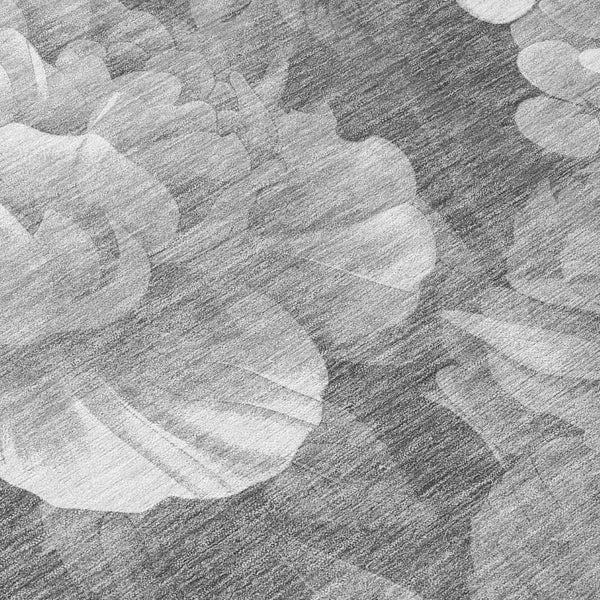 HomeRoots 5' Indoor Outdoor Floral Area Rug - Stylish, Washable, Stain-Resistant Design for Any Space Gray 8' x 8' 611563