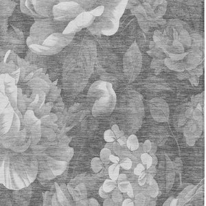 HomeRoots 5' Indoor Outdoor Floral Area Rug - Stylish, Washable, Stain-Resistant Design for Any Space Gray 10' x 14' 611566