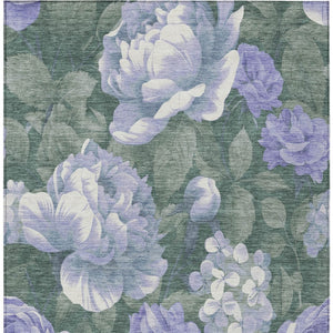 HomeRoots 5' Indoor Outdoor Floral Area Rug - Stylish, Washable, Stain-Resistant Design for Any Space Lavender 5' x 7'6" 611568
