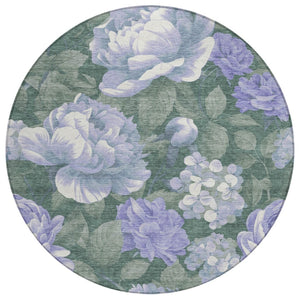 HomeRoots 5' Indoor Outdoor Floral Area Rug - Stylish, Washable, Stain-Resistant Design for Any Space Lavender 8' x 8' 611569