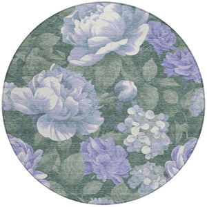HomeRoots 5' Indoor Outdoor Floral Area Rug - Stylish, Washable, Stain-Resistant Design for Any Space Lavender 8' x 8' 611569