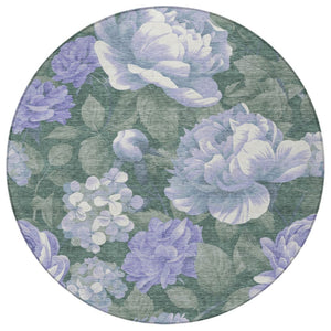 HomeRoots 5' Indoor Outdoor Floral Area Rug - Stylish, Washable, Stain-Resistant Design for Any Space Lavender 8' x 8' 611569