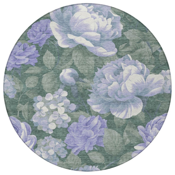 HomeRoots 5' Indoor Outdoor Floral Area Rug - Stylish, Washable, Stain-Resistant Design for Any Space Lavender 8' x 8' 611569