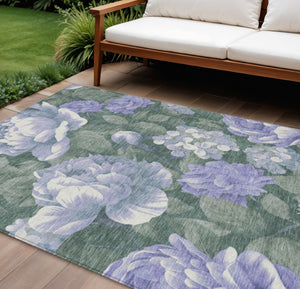 HomeRoots 5' Indoor Outdoor Floral Area Rug - Stylish, Washable, Stain-Resistant Design for Any Space Lavender 8' x 10' 611570
