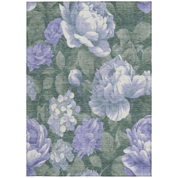 HomeRoots 5' Indoor Outdoor Floral Area Rug - Stylish, Washable, Stain-Resistant Design for Any Space Lavender 9' x 12' 611571
