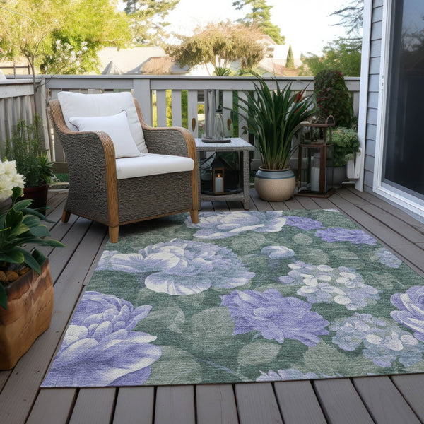HomeRoots 5' Indoor Outdoor Floral Area Rug - Stylish, Washable, Stain-Resistant Design for Any Space Lavender 10' x 14' 611572