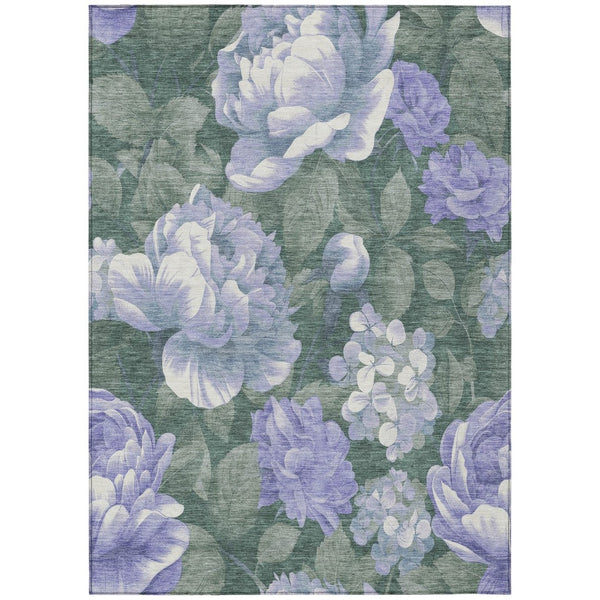 HomeRoots 5' Indoor Outdoor Floral Area Rug - Stylish, Washable, Stain-Resistant Design for Any Space Lavender 10' x 14' 611572