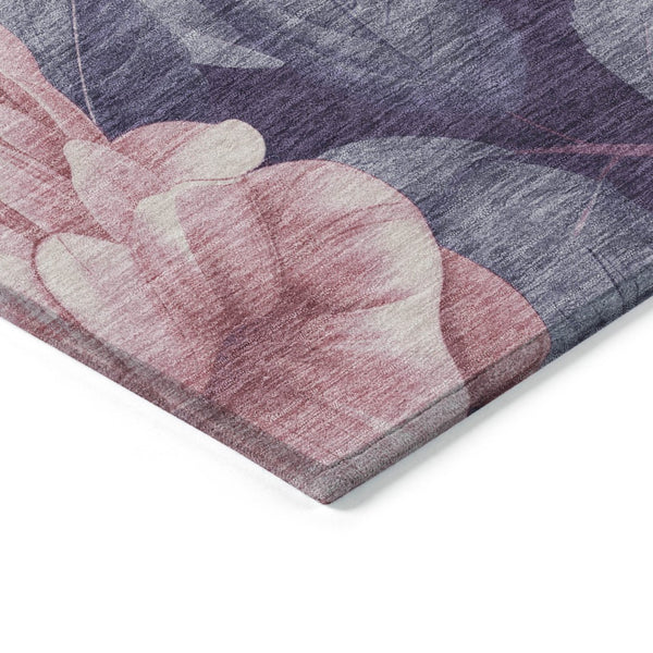 HomeRoots 5' Indoor Outdoor Floral Area Rug - Stylish, Washable, Stain-Resistant Design for Any Space Pink 8' x 8' 611575
