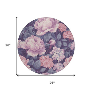 HomeRoots 5' Indoor Outdoor Floral Area Rug - Stylish, Washable, Stain-Resistant Design for Any Space Pink 8' x 8' 611575