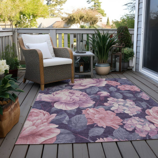 HomeRoots 5' Indoor Outdoor Floral Area Rug - Stylish, Washable, Stain-Resistant Design for Any Space Pink 9' x 12' 611577