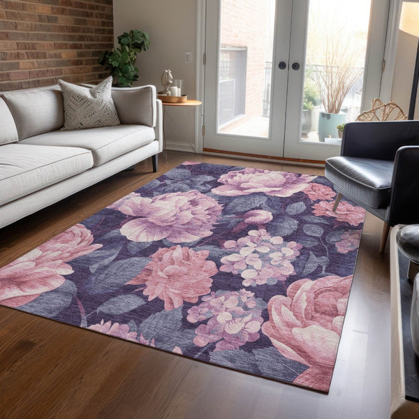 HomeRoots 5' Indoor Outdoor Floral Area Rug - Stylish, Washable, Stain-Resistant Design for Any Space Pink 9' x 12' 611577