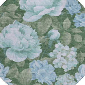 HomeRoots 5' Indoor Outdoor Floral Area Rug - Stylish, Washable, Stain-Resistant Design for Any Space Sky 8' x 8' 611587