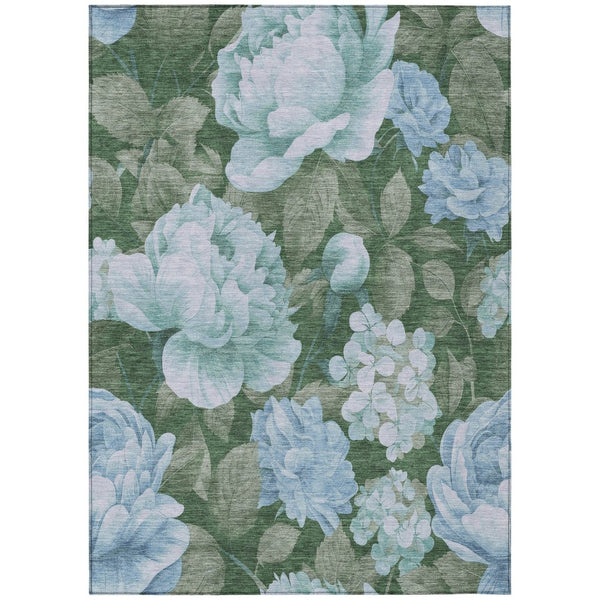 HomeRoots 5' Indoor Outdoor Floral Area Rug - Stylish, Washable, Stain-Resistant Design for Any Space Sky 8' x 10' 611588