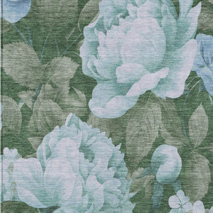 HomeRoots 5' Indoor Outdoor Floral Area Rug - Stylish, Washable, Stain-Resistant Design for Any Space Sky 9' x 12' 611589